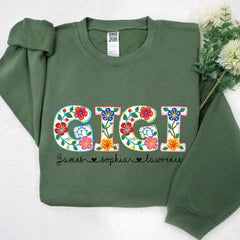 Lofaris Personalizd Grandma Flowers Name Kids Sweatshirt