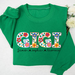 Lofaris Personalizd Grandma Flowers Name Kids Sweatshirt
