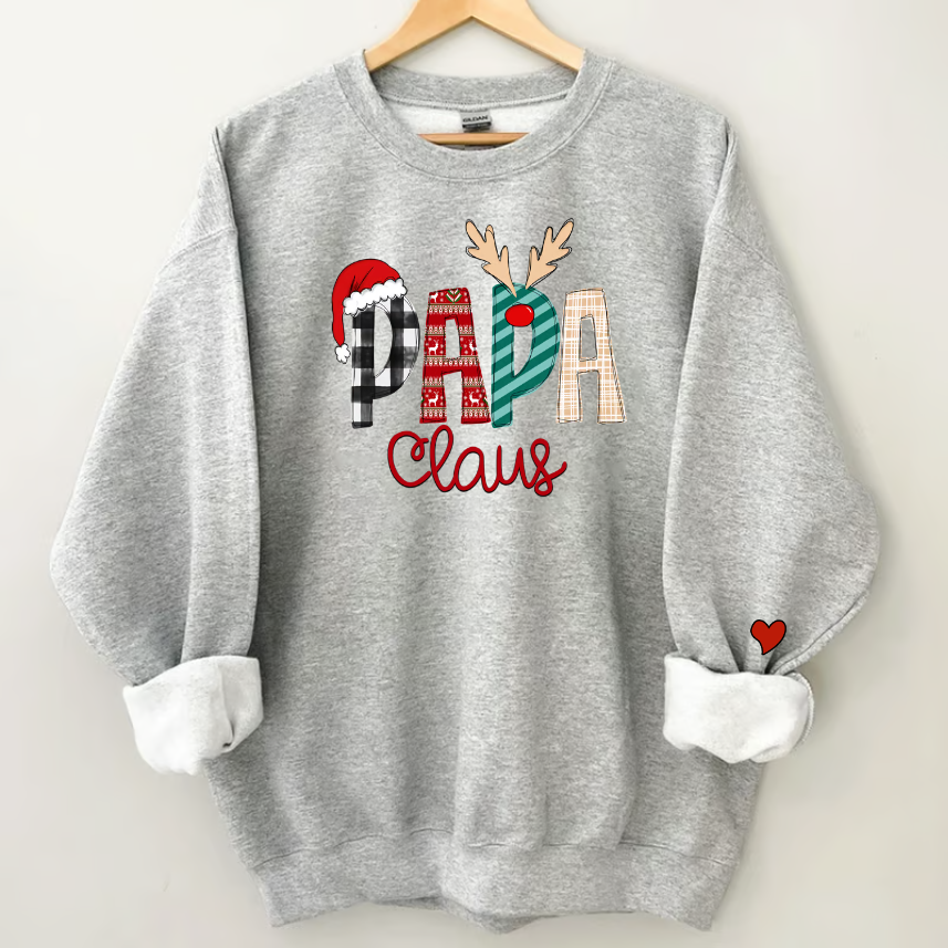 Lofaris Personalize Name Papa Claus Christmas Sweatshirt