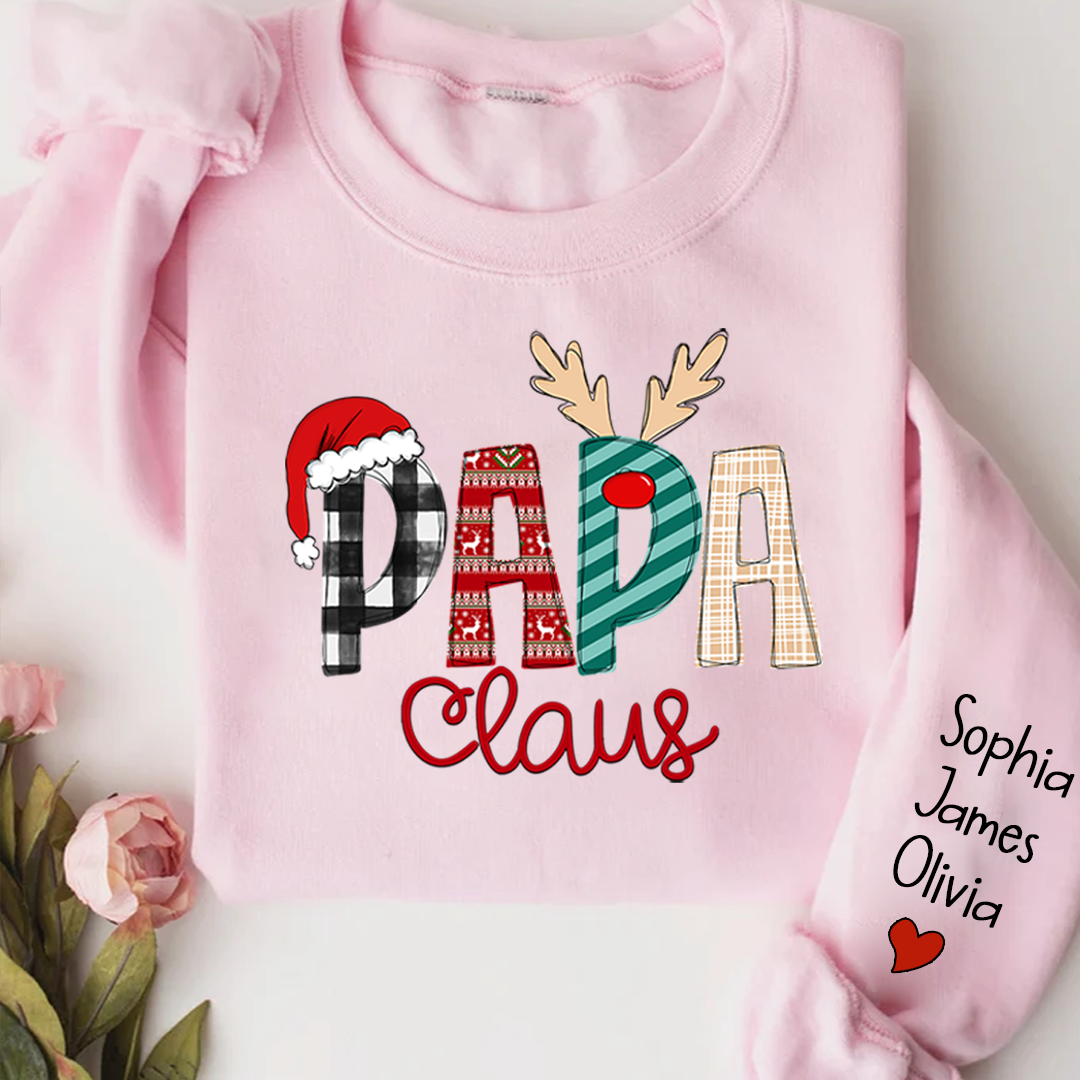 Lofaris Personalize Name Papa Claus Christmas Sweatshirt