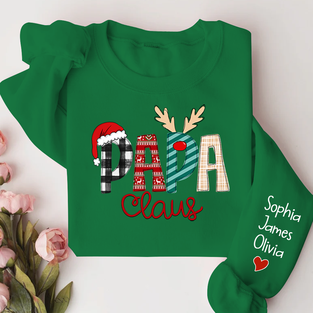 Lofaris Personalize Name Papa Claus Christmas Sweatshirt