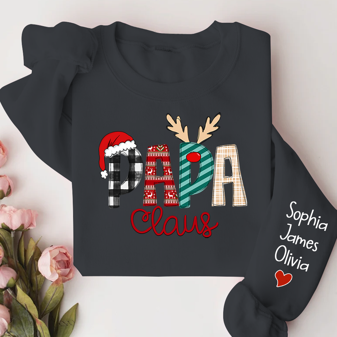 Lofaris Personalize Name Papa Claus Christmas Sweatshirt