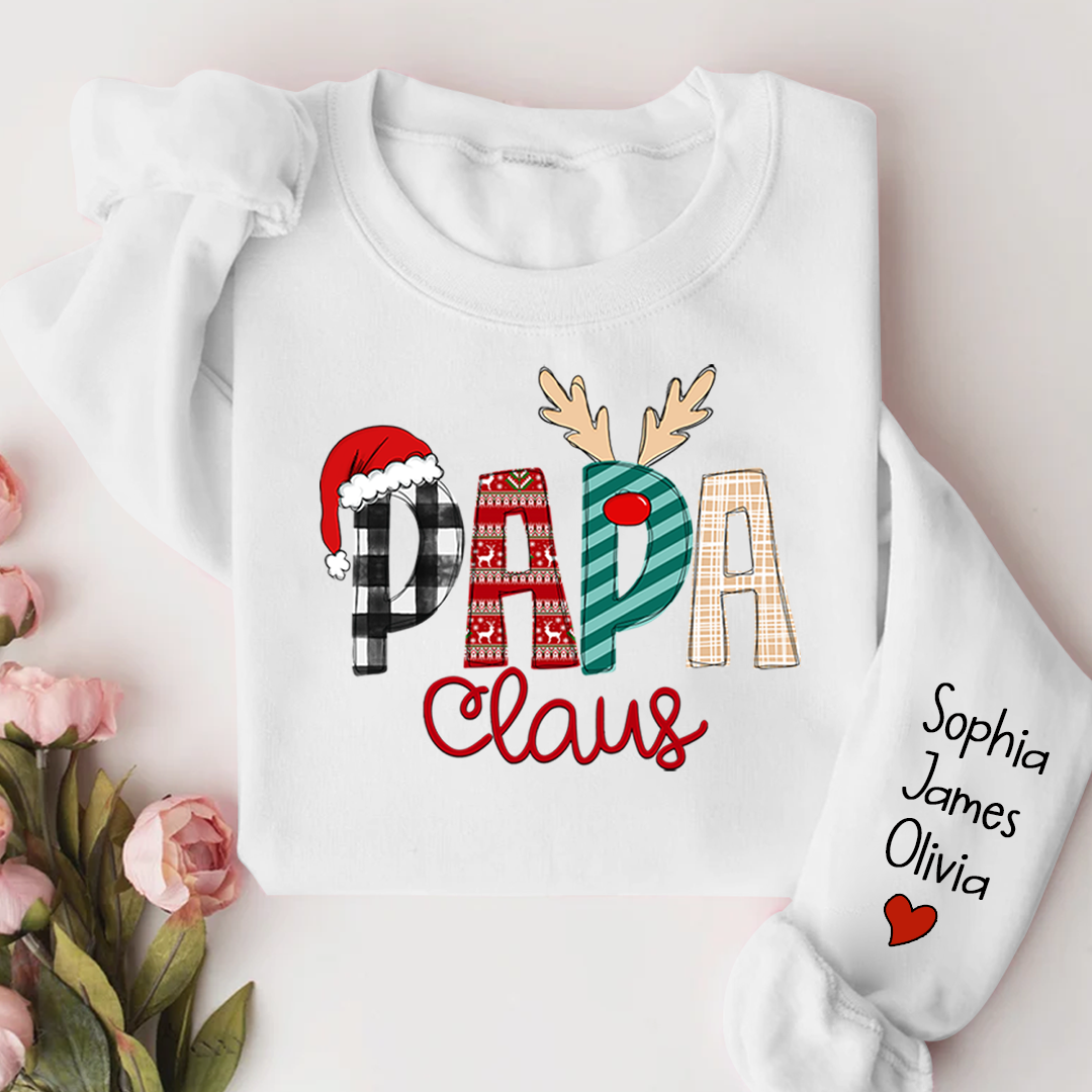 Lofaris Personalize Name Papa Claus Christmas Sweatshirt