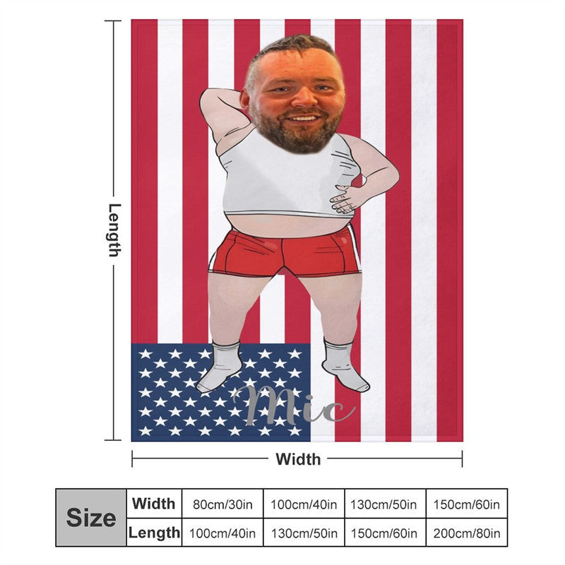 Lofaris Personalized American Flag Slovenly Man Face Blanket