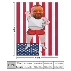 Lofaris Personalized American Flag Slovenly Man Face Blanket