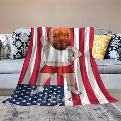 Lofaris Personalized American Flag Slovenly Man Face Blanket