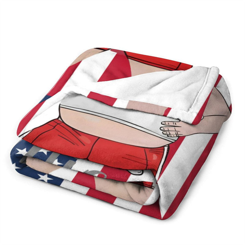 Lofaris Personalized American Flag Slovenly Man Face Blanket