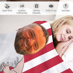 Lofaris Personalized American Flag Slovenly Man Face Blanket