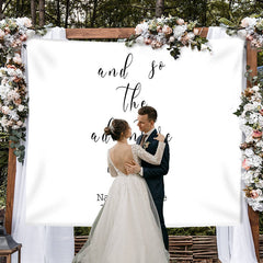 Lofaris Personalized And So the Dventure Begins Wedding Backdrop