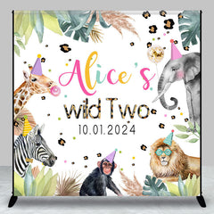 Lofaris Personalized Animal Green Monstera Birthday Backdrop