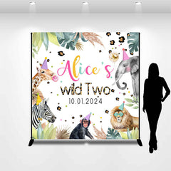 Lofaris Personalized Animal Green Monstera Birthday Backdrop