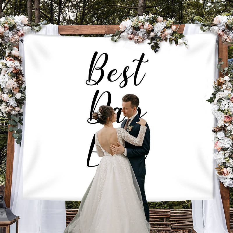 Lofaris Personalized Best Day Ever Wedding Backdrop with Names