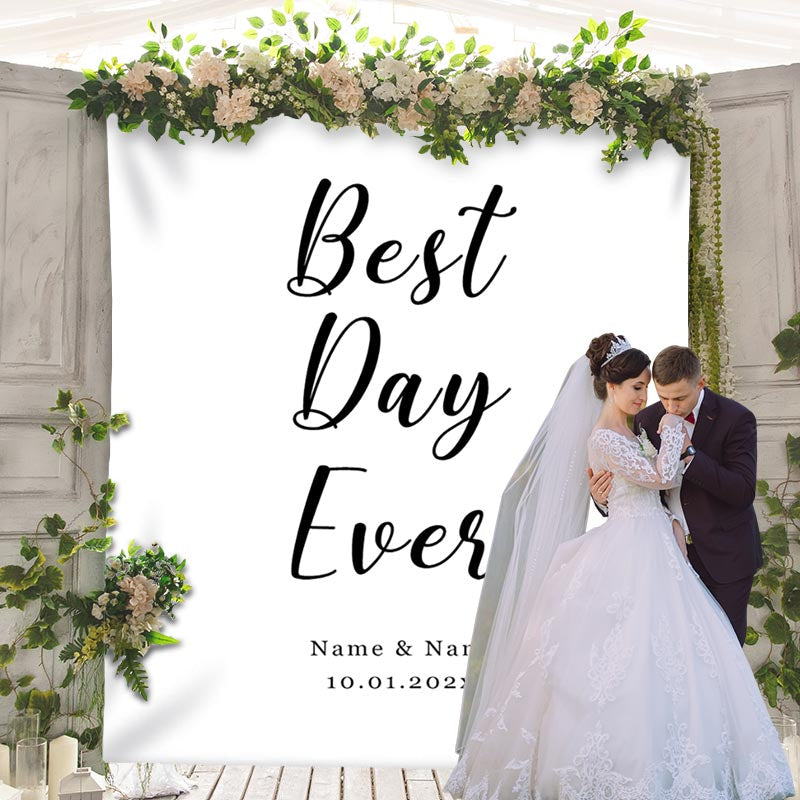 Lofaris Personalized Best Day Ever Wedding Backdrop with Names
