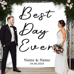 Lofaris Personalized Best Day Ever White Romantic Wedding Backdrop
