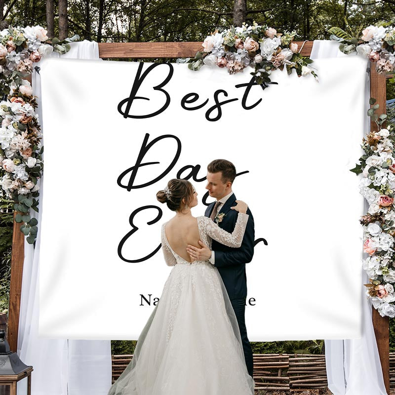 Lofaris Personalized Best Day Ever White Romantic Wedding Backdrop