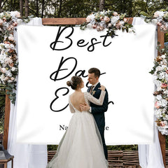 Lofaris Personalized Best Day Ever White Romantic Wedding Backdrop