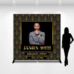Lofaris Personalized Black Gold Birthday Backdrop For Men