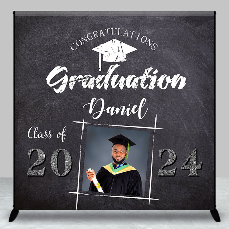 Lofaris Personalized Blackboard Cap Graduation Backdrop