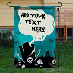 Lofaris Personalized Blue Black Cemetery Halloween Garden Flag