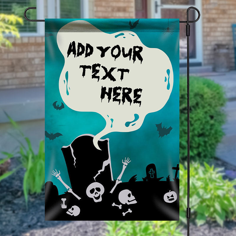 Lofaris Personalized Blue Black Cemetery Halloween Garden Flag
