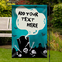 Lofaris Personalized Blue Black Cemetery Halloween Garden Flag