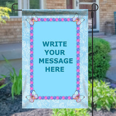 Lofaris Personalized Blue Butterfly Hydrangea Garden Flag