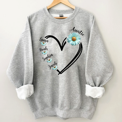 Lofaris Personalized Blue Daisy Flower Heart Aunt Sweatshirt