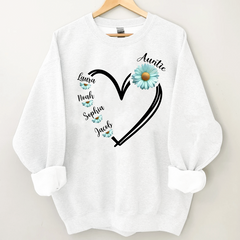 Lofaris Personalized Blue Daisy Flower Heart Aunt Sweatshirt