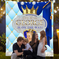 Lofaris Personalized Blue Little King Baby Shower Backdrop