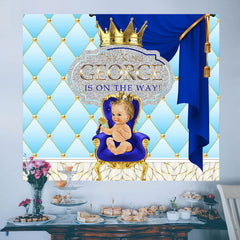 Lofaris Personalized Blue Little King Baby Shower Backdrop