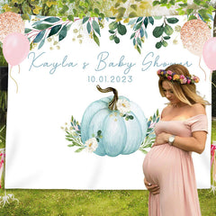 Lofaris Personalized Blue Pumpkin Baby Shower Backdrop Decor