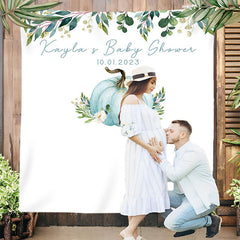 Lofaris Personalized Blue Pumpkin Baby Shower Backdrop Decor