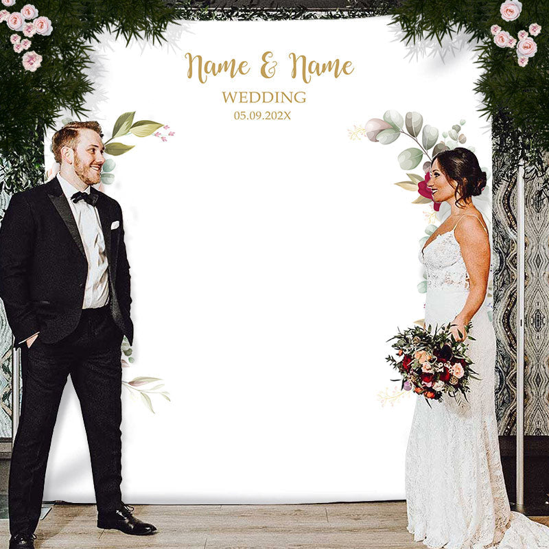 Lofaris Personalized Blush floral Wedding Backdrop Decor Banner