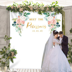 Lofaris Personalized Blush Floral Wedding Backdrop Decorations