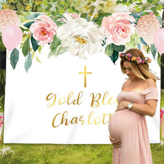 Lofaris Personalized Blush Pink And White Backdrop For Baby Shower