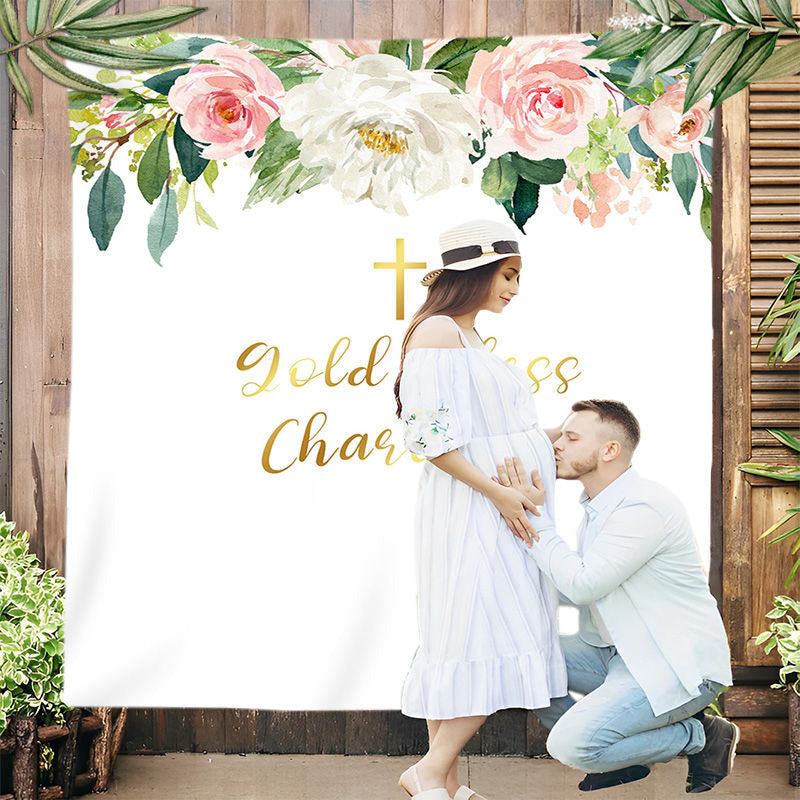 Lofaris Personalized Blush Pink And White Backdrop For Baby Shower