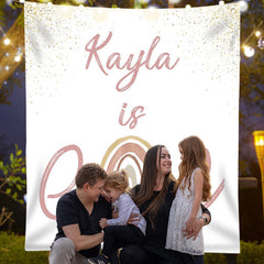 Lofaris Personalized Blush Rainbow Birthday Backdrop Decor