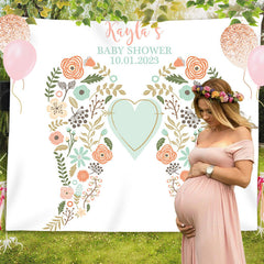 Lofaris Personalized Boho Angel Wings Baby Shower Backdrop