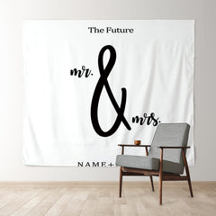 Lofaris Personalized Boho Black And White Wedding Backdrop