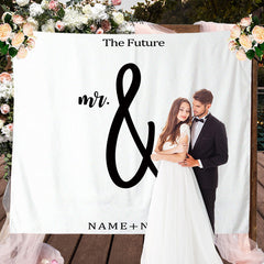 Lofaris Personalized Boho Black And White Wedding Backdrop