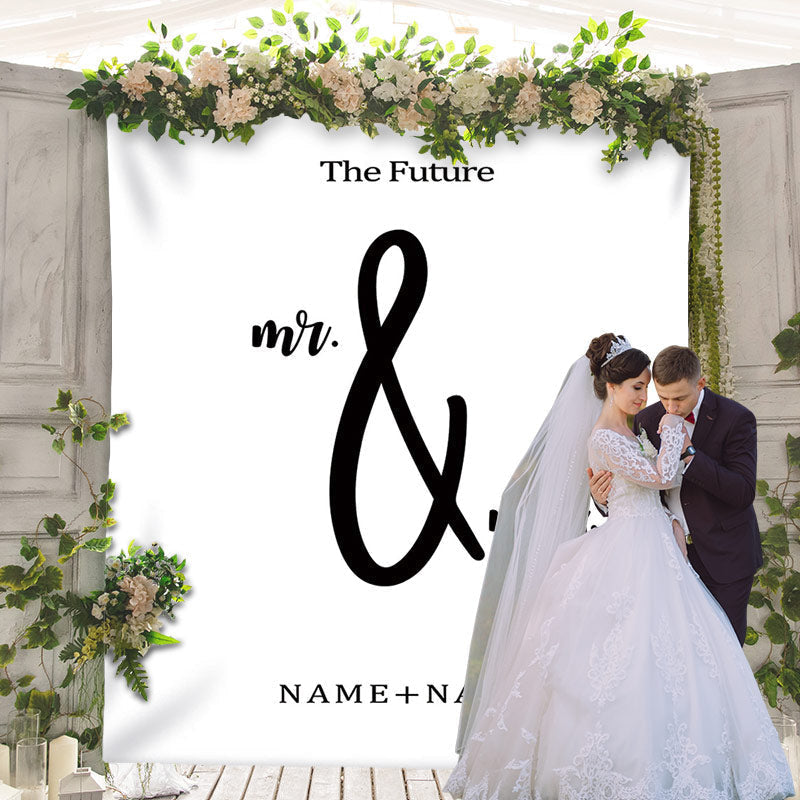 Lofaris Personalized Boho Black And White Wedding Backdrop
