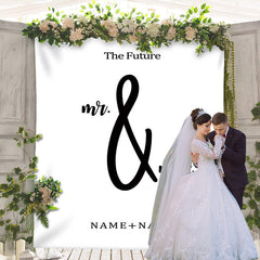 Lofaris Personalized Boho Black And White Wedding Backdrop