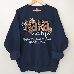 Lofaris Personalized Boho Flower Leopard Nana Kids Sweatshirt