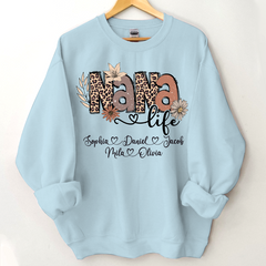Lofaris Personalized Boho Flower Leopard Nana Kids Sweatshirt