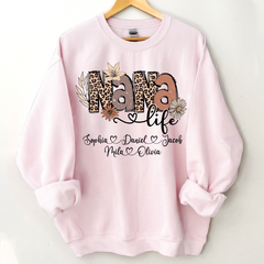 Lofaris Personalized Boho Flower Leopard Nana Kids Sweatshirt