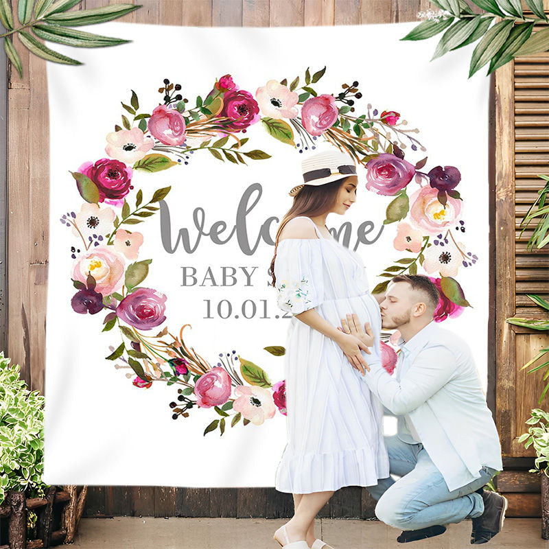 Lofaris Personalized Boho Flowers Photo Baby Shower Backdrop