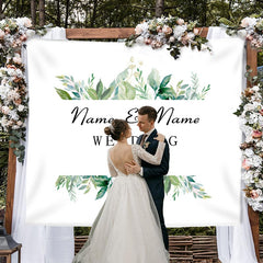 Lofaris Personalized Boho Greenery Wedding Backdrop Banner