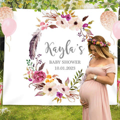 Lofaris Personalized Boho Photo Flowers Baby Shower Backdrop