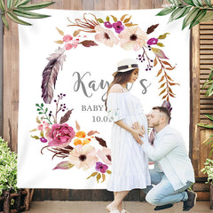 Lofaris Personalized Boho Photo Flowers Baby Shower Backdrop