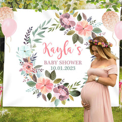 Lofaris Personalized Boho Watercolor Flower Baby Shower Backdrop